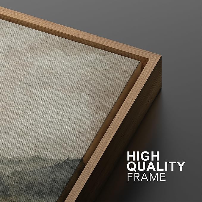 MUDECOR Framed Wall Art Print Set Mountain Landscape Nature with Trees, Lake, and Mountains, Rustic Illustrations Modern Art Decorative Colorful for Living Room, Bedroom, Office - 16"x24"x3 Natural