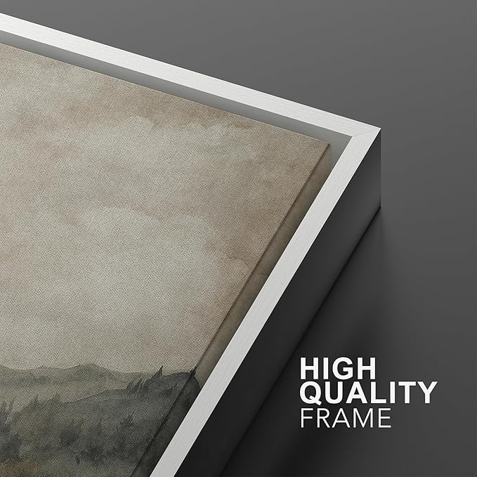 MUDECOR Framed Wall Art Print Set Mountain Landscape Nature with Trees, Lake, and Mountains, Rustic Illustrations Modern Art Decorative Colorful for Living Room, Bedroom, Office - 16"x24"x3 White