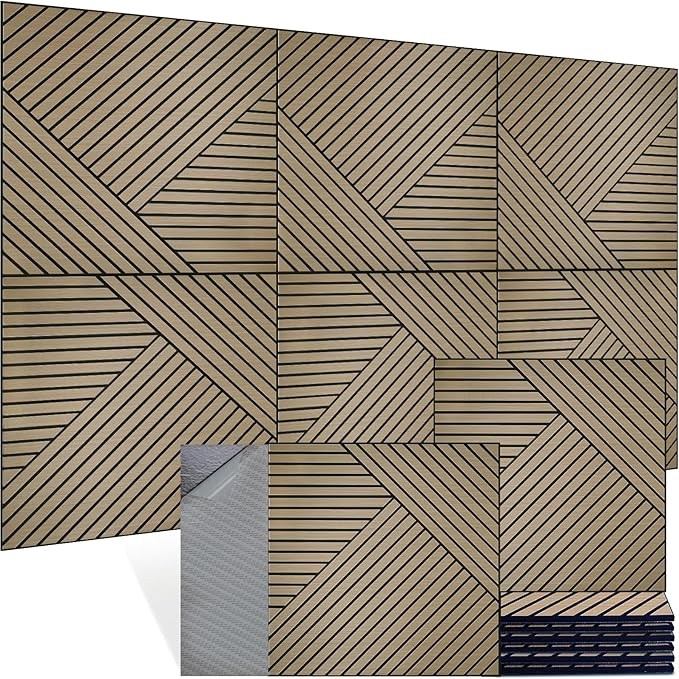 Acoustic Panels, 6 Pack 23.6" x 23.6"x 0.4" Soundproof Wall Panels, Decorative Acoustic Wall Panels, Self-Adhesive Sound Absorbing Panels for Home, Office, Studio, PVC Film Surface (B)