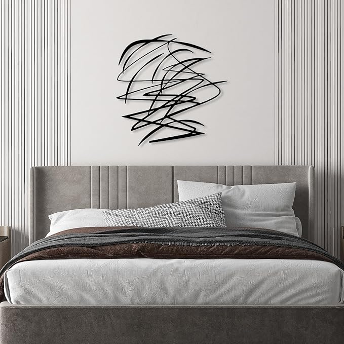 Abstract Metal Wall Art, Geometric Modern Decor, Minimalist Wall Artwork, Luxury Style Sculpture, Creative Gallery Decorations, Decor for Living Room, Entryway, Bedroom, Black Large Elegant Sculpture