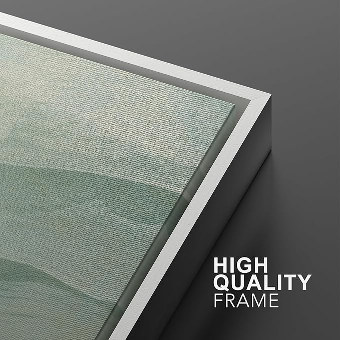 MUDECOR Framed Wall Art Print Set Pastel Waves Blue and White Tones Illustrations Modern Art Boho Decorative Colorful Chic for Living Room, Bedroom, Office - 16"x24"x3 White