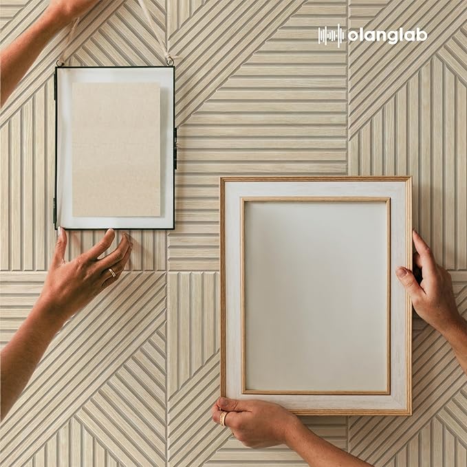 Olanglab Peel and Stick Wall Panels 6 Pack, 23.6 x 11.8 per Wall Panels, Acoustic Wall Panels, Sound Absorbing Wall Art for Home Studio and Office, Light Natural Oak Pattern, Dynamic Lines