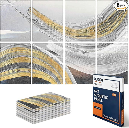 BUBOS 8 Pack Art Acoustic Panels Soundproof Wall Panel,47.2X31.4 Inches Sound Absorbing Panel,Self-Adhesive Decorative Acoustical Wall Panels, Acoustic Treatment for Ceiling Home Office（Abstraction）