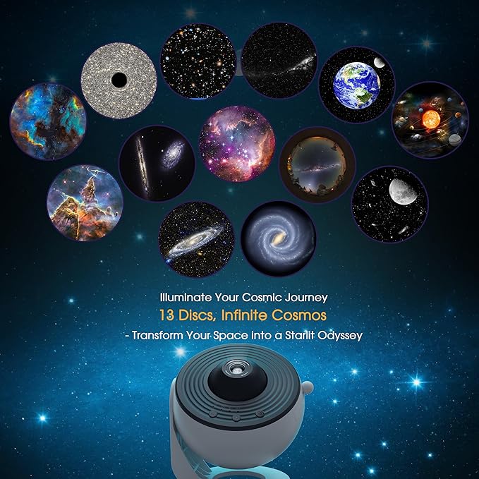 L LOHAS LED Galaxy Projector for Bedroom, 13 in 1 Star Projector Night Light with Solar System Constellation Moon, LED Space Galaxy Lamp with Timer, for Kids Adults Bedroom Theater