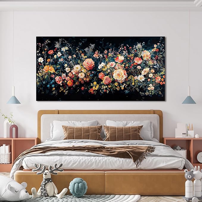 Canvas Wall Art Decorations Canvas Art Wall Decor Vintage Green Wall Art Decor Wall Pictures for Living Room Artwork for Walls Colorful Flower Wall Art Prints Bedroom Kitchen Wall Art Decor 20" X 40"