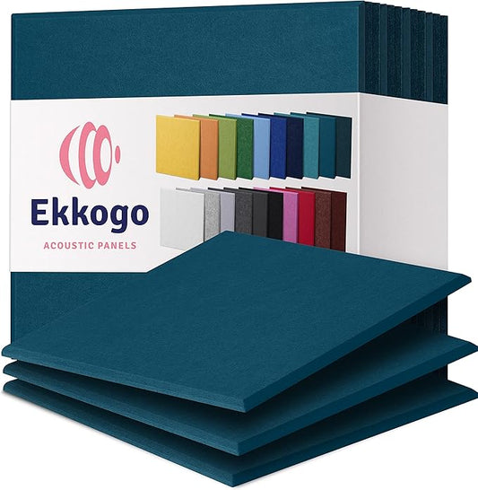Acoustic Panels 12-Pack Soundproof Wall Panels 12"X12"X0.4" Sound Panels High Density Sound Dampening Panels - [Ocean Turquoise Square]