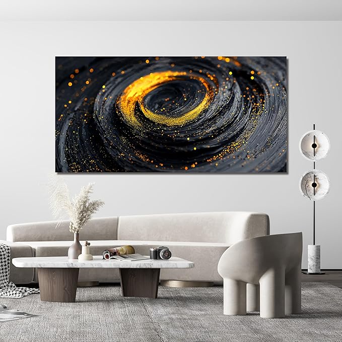 Abstract Wall Art Decor Wall Art Pictures for Living Room Abstract Canvas Art Wall Decor Large Black Gold Wall Art Prints Minimalist Oversized Modern Wall Art Artwork for Walls Office Home Decor 29" X 58"