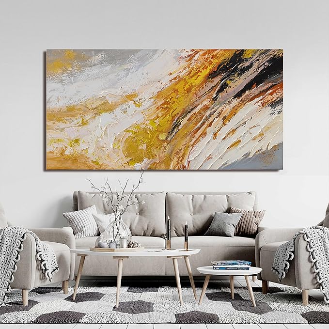 Canvas Wall Art Decor Wall Art Pictures for Living Room Modern Large Wall Art Canvas Art Wall Decor Black and White Abstract Wall Art Prints Large Gold Artwork for Walls Home Office Decor 29" X 58"