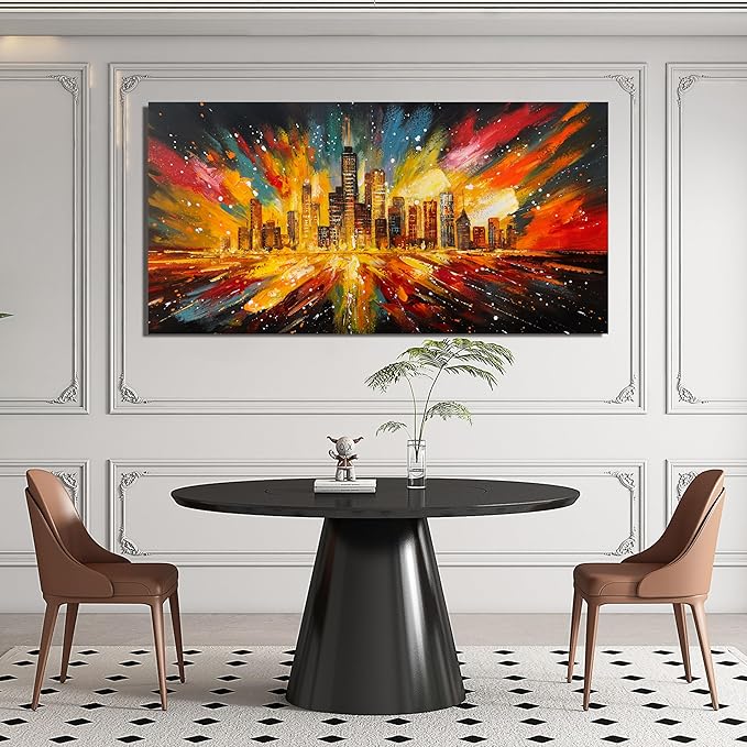 Canvas Wall Art Decor Large Wall Art Pictures for Living Room Canvas Art Wall Decor Modern Abstract Wall Art Prints Large Artwork for Walls Colorful City Wall Art Bedroom Office Decor 24" X 48"