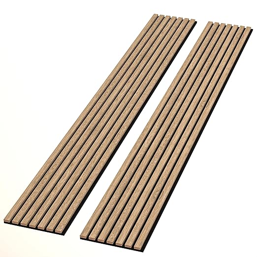 106” x 12.6” Acoustic Wood Wall Paneling, Decorative Sound Proof Panels for Walls and Ceilings, 3D Slat Wood Wall Panels (Set of 40) (Light Walnut)