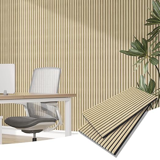 Casaphoria Acoustic Wall Panels, 2 PCS 47.2"x23.6", 3D Soundproof Wall Panels, Wood Slat Wall Panels for Home Office & Accent Walls, Oak