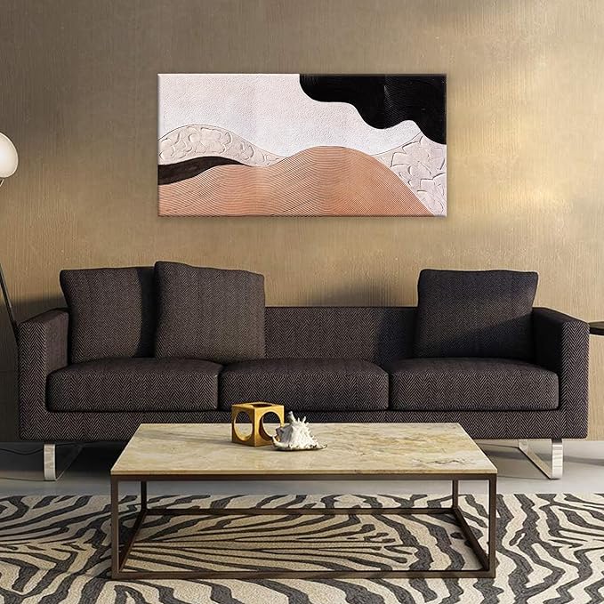 Abstract Wall Art Modern Minimalist Canvas Art Wall Decor Artwork Brown Abstract Wall Decor Canvas Painting Black Wall Decoration Picture For Bedroom Bathroom Office Artwork 20"X40"