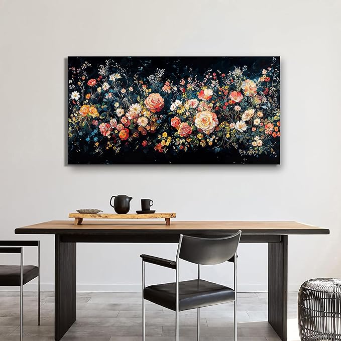 Canvas Wall Art Decorations Canvas Art Wall Decor Vintage Green Wall Art Decor Wall Pictures for Living Room Artwork for Walls Colorful Flower Wall Art Prints Bedroom Kitchen Wall Art Decor 20" X 40"