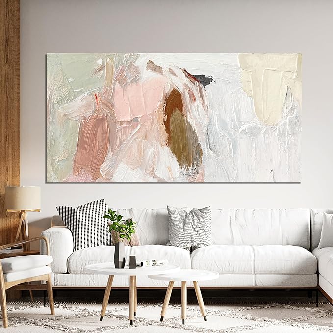 Canvas Wall Art Decor Oversized Wall Art Pictures For Living Room Pink and White Wall Art Decor Abstract Wall Art Prints Abstract Art Work Wall Decor For Walls Home Office Wall Decoration 35"X70"