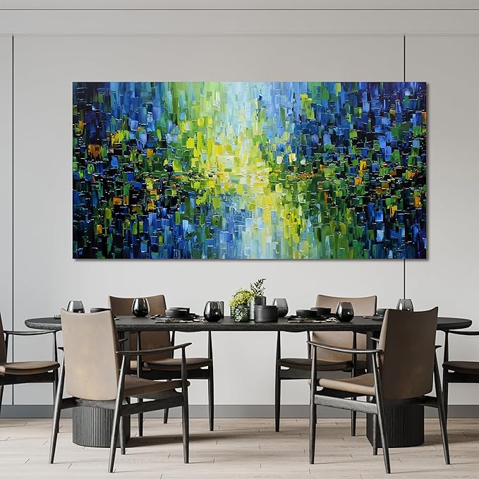 Abstract Canvas Art Wall Decor Large Modern Wall Art For Living Room Canvas Wall Art Decor Green Abstract Wall Art Prints Large Blue Wall Art Decor Art Work for Walls Bedroom Office Decor 24" X 48"