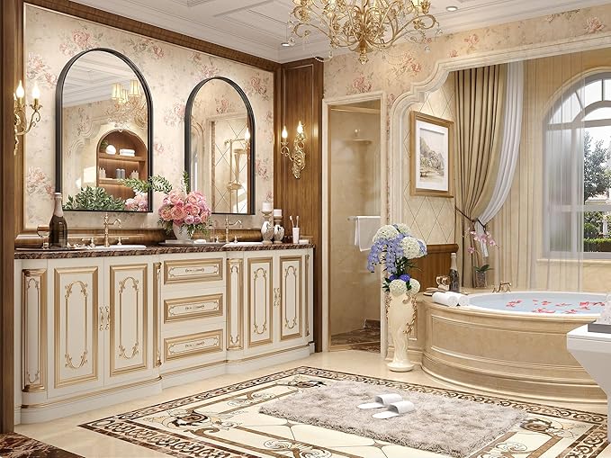 Brightify Arched Mirror, 26 x 38 Inch Black Arch Wall Mirror, Metal Frame Black Bathroom Mirror, Arched Top Bathroom Vanity Mirror for Living Room Bedroom Mantel Entryway