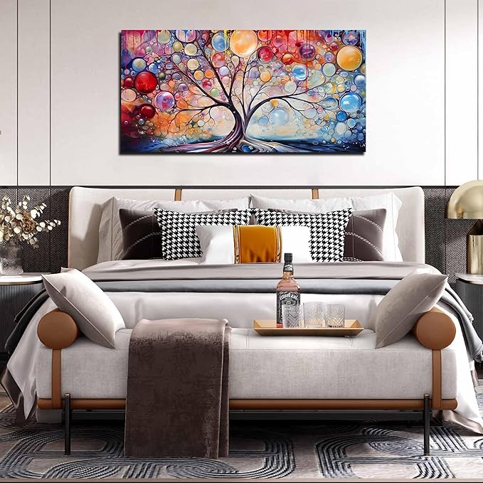 Modern Wall Art for Living Room Large Size - Tree Canvas Wall Art for Girls Bedroom Ready to Hang Size 24" x 48"