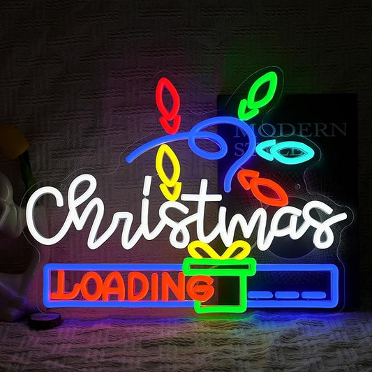 Merry Christmas Neon Sign for Wall Decor USB Powered LED Christmas Gift Loading Neon Light for Xmas Party Home Bar Club Shop Window
