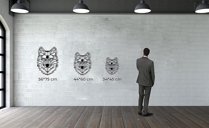 Metal Wall Art - Wolf Head - 3D Wall Silhouette Metal Wall Decor Home Office Decoration Bedroom Living Room Decor Sculpture (13" W x 18" H/33x46cm)