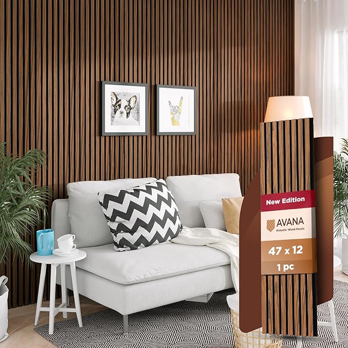 Avana Acoustic Wood Wall Panels – 47.2 X 12.6 Inch Walnut Acoustic Panels 1 PC – Wall Panels For Interior Wall Decor For Homes, Offices, Studios – Sturdy And Durable Wood Panels For Wall