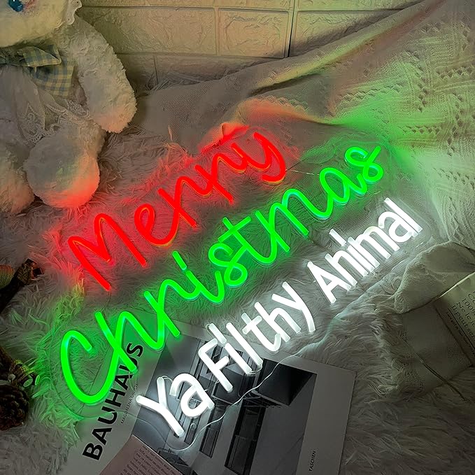 Merry Christmas Neon Sign for Christmas Decoration Large LED Neon Light Signs 23.6x13.8"