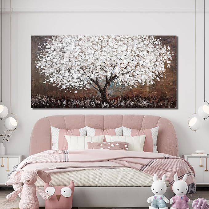 Canvas Wall Art Decor Artwork for Walls Black and White Wall Art Decor for Living Room Tree of Life Wall Art Vintage Tree Flower Wall Decor Art Paintings Prints for Room Home Office Wall Decor 24"X48"
