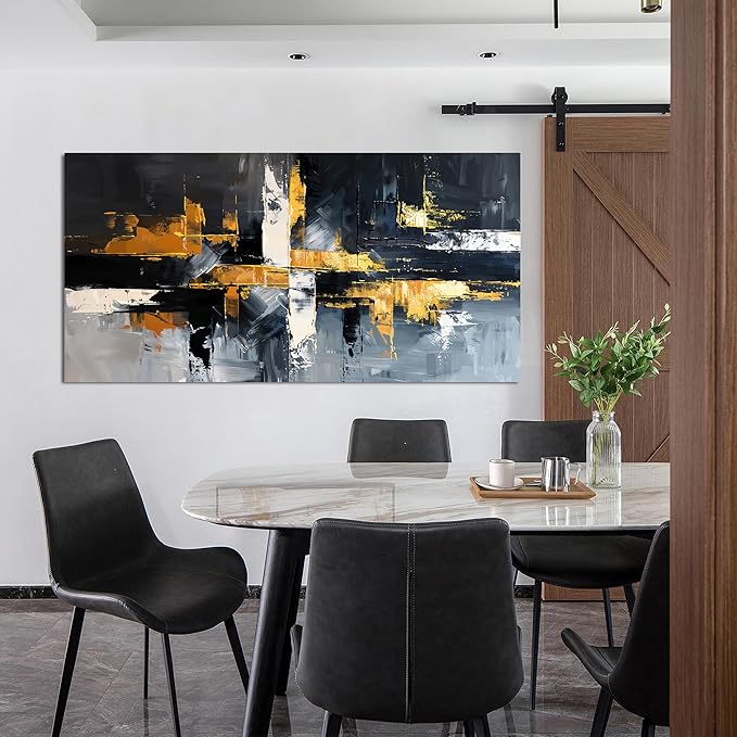 Abstract Canvas Wall Art Decor Modern Wall Art for Living Room Black and White Wall Art Prints Gold Artwork for Walls Modern Abstract Art Abstract Canvas Art Wall Decor Bedroom Office Decor 20" X 40"