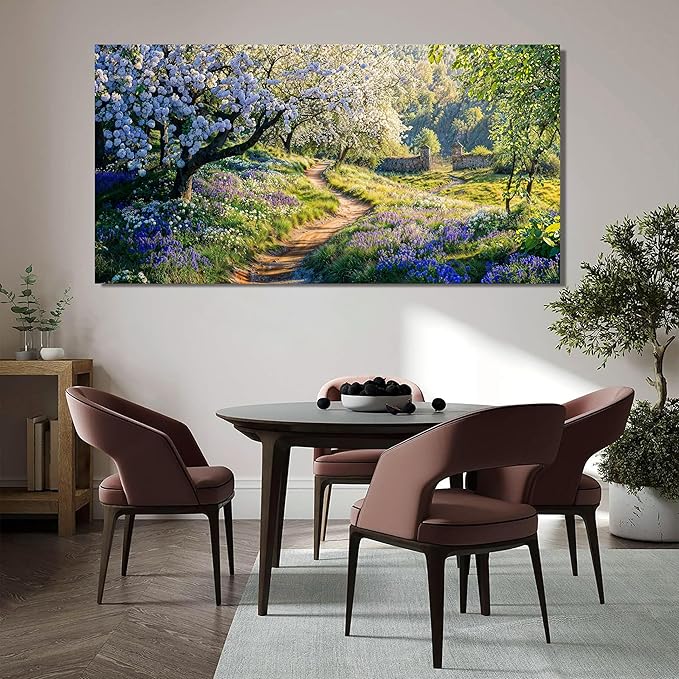 Canvas Wall Art Decor Large Modern Green Wall Art for Living Room Flower Tree Wall Art Prints Nature Art Work for Wall Decor Landscape Artwork for Walls Kitchen Bedroom Office Decor 24" X 48"