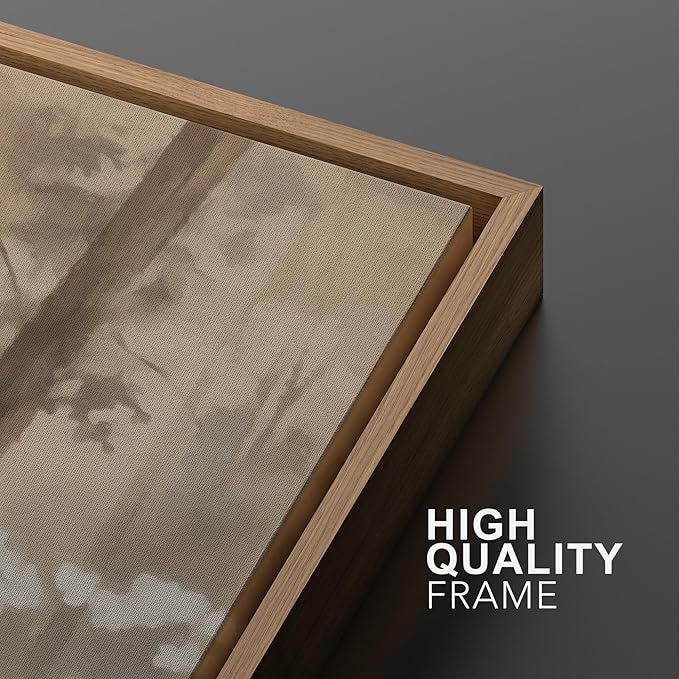 MUDECOR Framed Wall Art Print Set Neutral Forest Landscape Beige and Gray Watercolor Illustrations Realism Decorative for Living Room, Bedroom, Office - 16"x24"x3 Natural