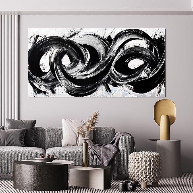 Abstract Wall Art Decor Wall Pictures for Living Room Large Black and White Wall Art Prints Abstract Canvas Art Wall Decor Modern Minimalist Wall Art Decorations Bedroom Home Wall Art Decor 24" X 48"