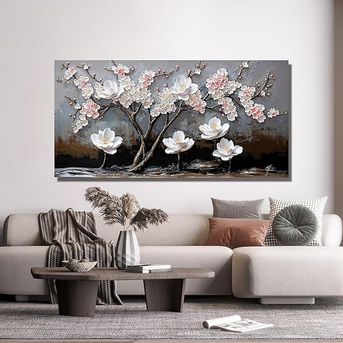 Canvas Wall Art Decor Art Work for Wall Decor Black and White Wall Art Decorations Wall Art Pictures for Living Room Artwork for Walls Modern Flower Wall Art Prints Home Office Decor 20" X 40"