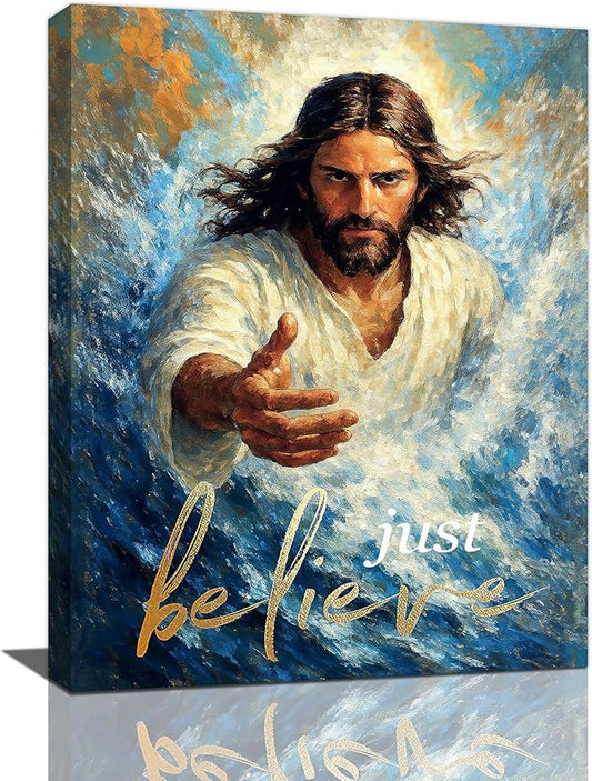 Christ Jesus Wall Art Christian Canvas Wall Decor Religious Bible Pictures Christ Paintings Prints Artwork Framed Divine Mercy Decorations For Church Prayer Room Bathroom Bedroom Living Room Gifts 12" x 16"