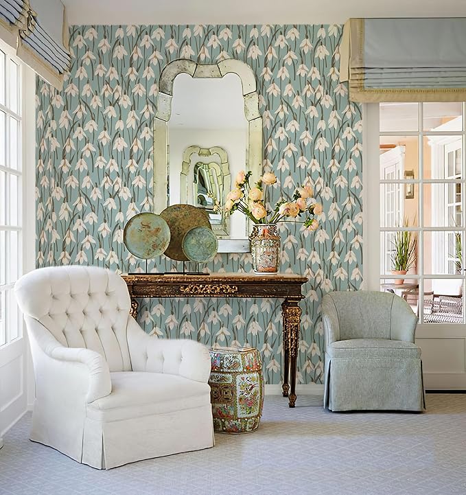 17.3" x 393.7" Floral Wallpaper Self Adhesive Wallpaper for Bedroom Decorative Contact Paper