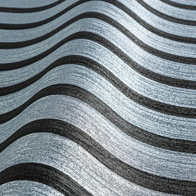 A.S. Création Non-Woven Wallpaper with Metallic Effect Wall Panel Motif 0,53 x 10,05 m - Black Grey Blue Metallic - Wood Look Wallpaper Made in Germany - 786273