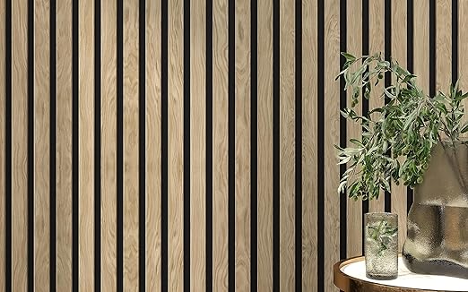 94" L x 24" W Acoustic Wood Wall Paneling, Decorative Sound Proof Panels for and Ceilings, 3D Slat Panels, Wood Slat Panels (Set of 10) (Light Walnut.)