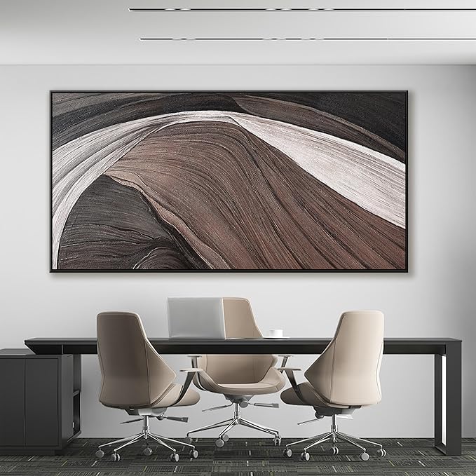 Large Abstract Wall Art For Living Room Black And White Canvas Art Wall Decor Picture Painting Brown Maximalist Decor Artwork For Bedroom Dinning Room Modern Home Wall Decor 29x58 In With Framed