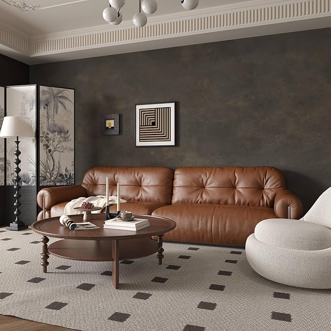 JSEVEM 31"×591" Large Size Extra Wide Thick Dark Brown Tan Grey Rusty Concrete Wallpaper Peel and Stick Waterproof Metallic Concrete Contact Paper Vinyl Adhesive Sticker for Bedroom Bathroom Gym Walls