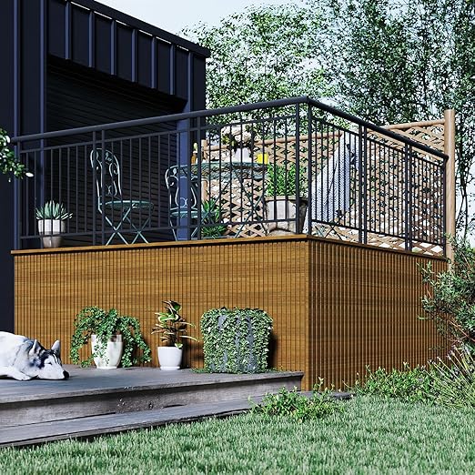 3D Faux Wood Wall Panels for Exterior – Waterproof WPC Decorative Siding Slat Covering, Outdoor UV 7.55 FT (L) x 0.53 FT(H) Resistant Wall Decor, Easy Install Design (Brown, Pack of 5 Piece)