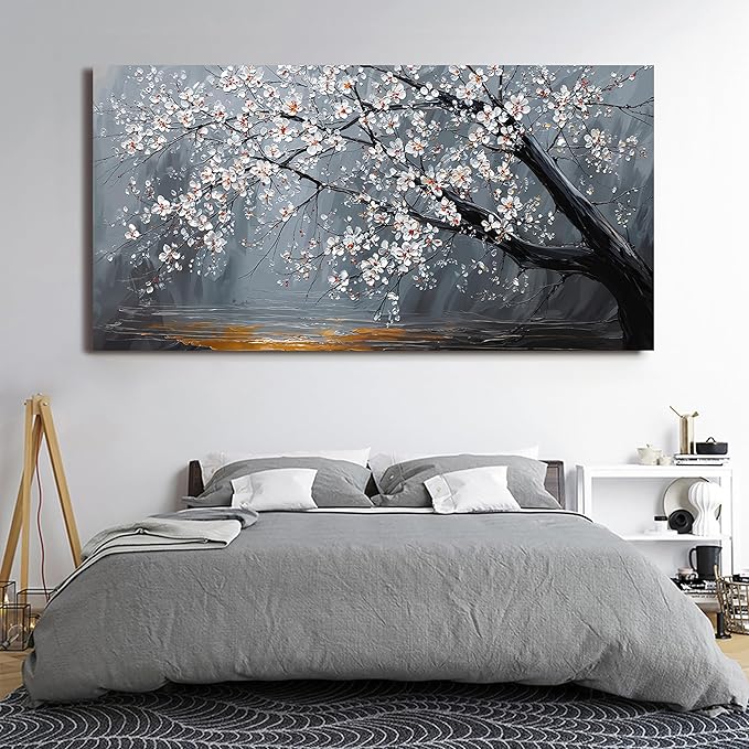 Large Canvas Wall Art Decor Modern Botanical Wall Art Prints Art Work For Flower Wall Decor 29"X 58" Artwork For Walls Black And White Floral Wall Art Pictures For Living Room Bedroom Office Decor