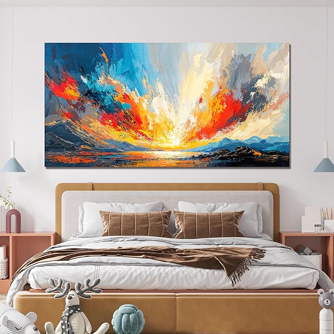 Canvas Wall Art Decor Wall Pictures for Living Room Canvas Art Wall Decor Coastal Landscape Wall Art Decorations Artwork for Walls Modern Colorful Wall Art Prints Bedroom Office Wall Art Decor 20" X 40"