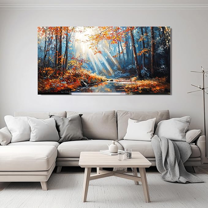 Large Canvas Wall Art Decor Art Work For Wall Decor Nature Landscape Wall Art Decorations Modern Botanical Wall Art Prints Bedroom Office Decor 24"X48" Forest Wall Art Pictures For Living Room