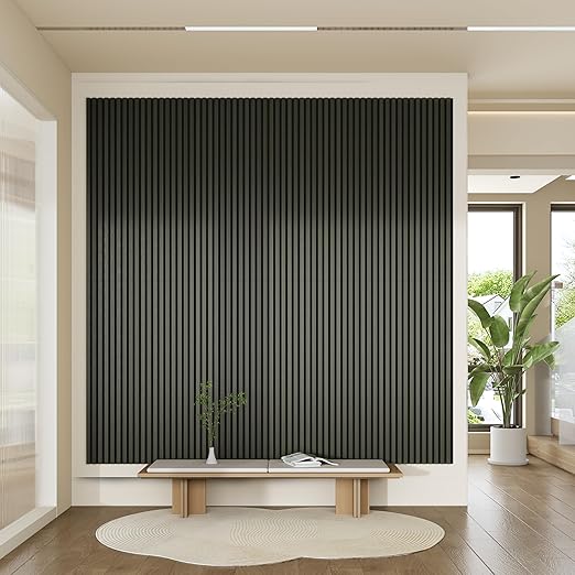 Casaphoria Acoustic Wall Panels, 4 PCS 23.6"x23.6", 3D Soundproof Wall Panels, Wood Slat Wall Panels for Home Office & Accent Walls, Black