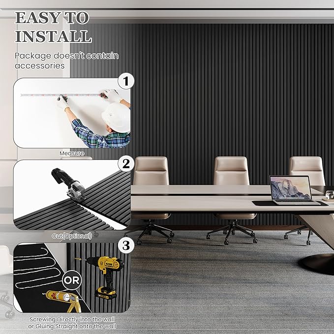 2 Pack 105.9" x 12.6" x 0.8" Acoustic Wall Panels Sound Absorbing, Wood Slat Wall Panels for Wall Decor, Soundproof Wood Wall Panels, Dark Gray