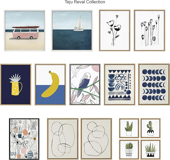 Kate and Laurel Sylvie Modern Circles and Going in Circles Framed Linen Textured Canvas Wall Art Set by Teju Reval of SnazzyHues, 2 Piece 23x33 Natural, Decorative Abstract Art Prints for Wall