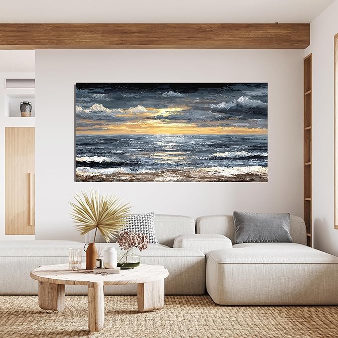 Canvas Oversized Wall Art Decor Modern Wall Art Pictures for Living Room Abstract Coastal Wall Art Prints Large Landscape Wall Art Decorations Abstract Canvas Art Wall Decor Home Office Decor 29"X58"