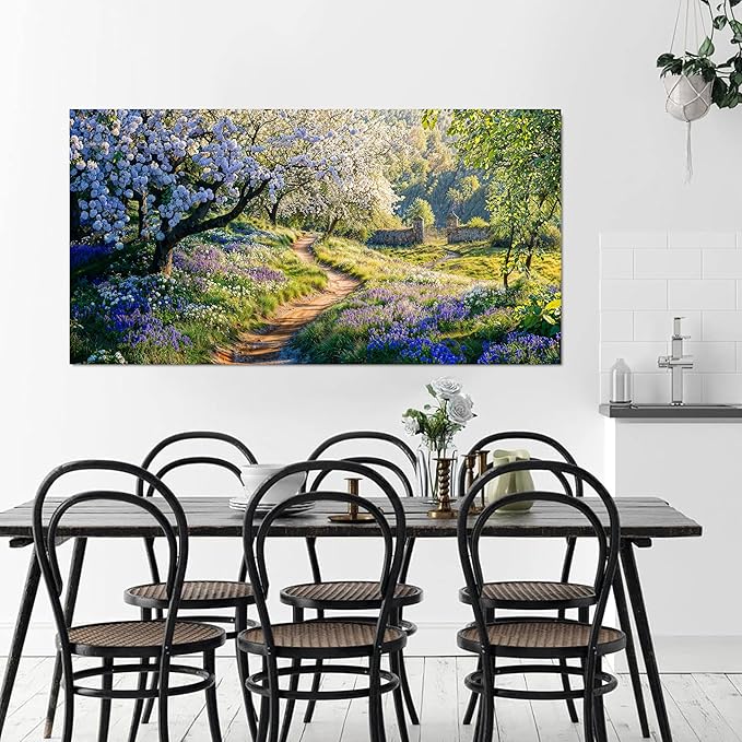 Canvas Wall Art Decor Modern Green Wall Art for Living Room Flower Tree Landscape Wall Art Prints Nature Trail Art Work for Wall Decor Artwork for Walls Kitchen Bedroom Office Decor 20" X 40"