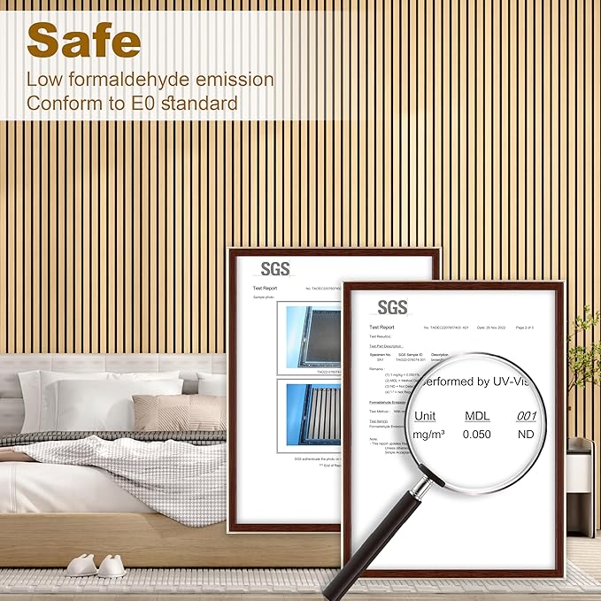 Acoustic Wood Wall Panels, 2-PC 94.49 x 12.6 in Soundproof Wood Wall Panels for Decor, Wood Slat Wall Panels for Wall Decor, Natural Oak