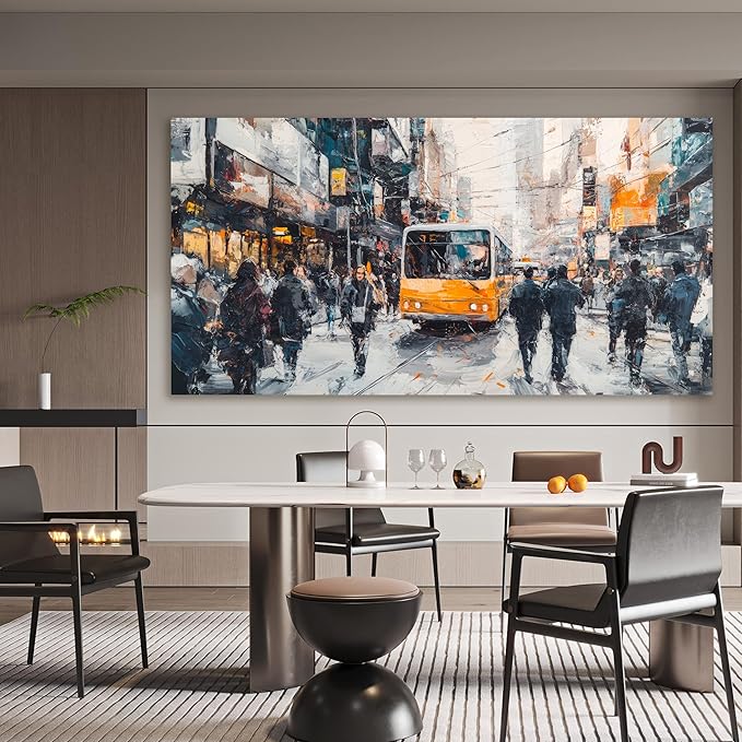 AIXMGSJS Canvas Wall Art Decor Large Wall Art for Living Room Modern Oversized Wall Art Prints Abstract Canvas Art Wall Decor City Life Pictures Decorations Artwork for Walls Home Room Decor 29"X58"