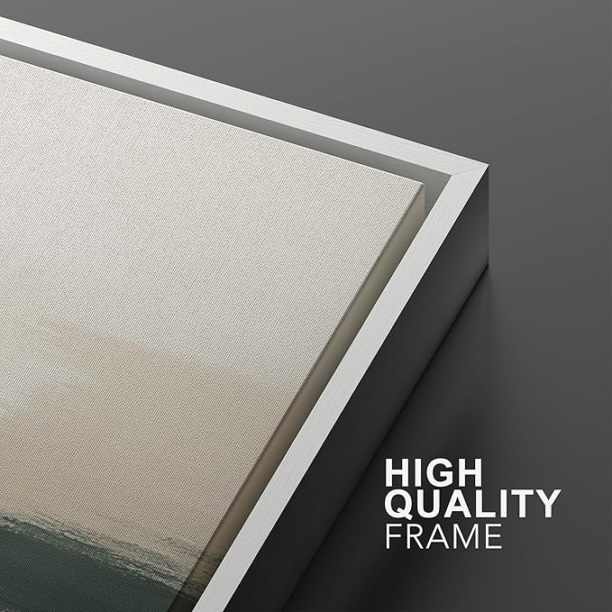 MUDECOR Framed Wall Art Print Set Neutral Landscape Prints in Beige and Green Tones Illustrations Modern Art Boho Decorative Chic for Living Room, Bedroom, Office - 24"x36"x3 White