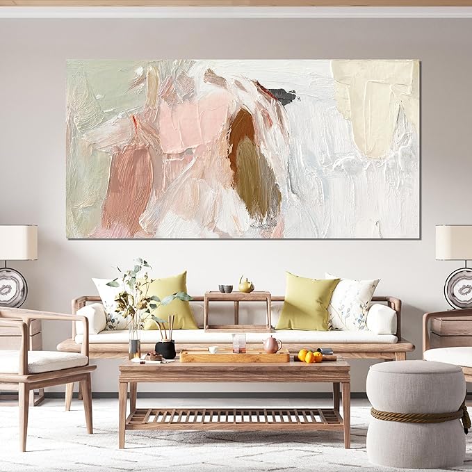 Canvas Wall Art Decor Oversized Wall Art Pictures For Living Room Pink and White Wall Art Decor Abstract Art Work Wall Decor Large Abstract Wall Art Prints For Walls Home Office Wall Decoration 39"X78"